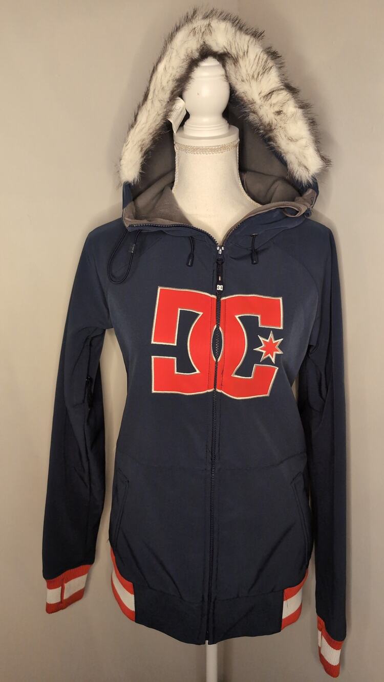 DC Shoes Enjoy 10K Snowboard Jacket Faux Fur Hood XS Navy Red